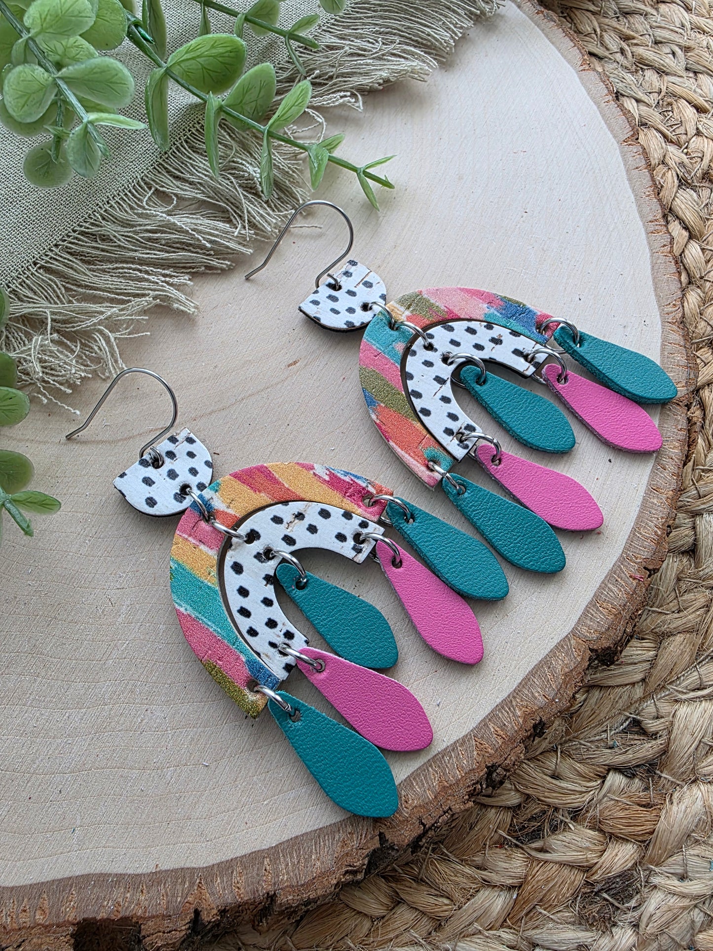 Pattern Mixed Arch Statement Earrings