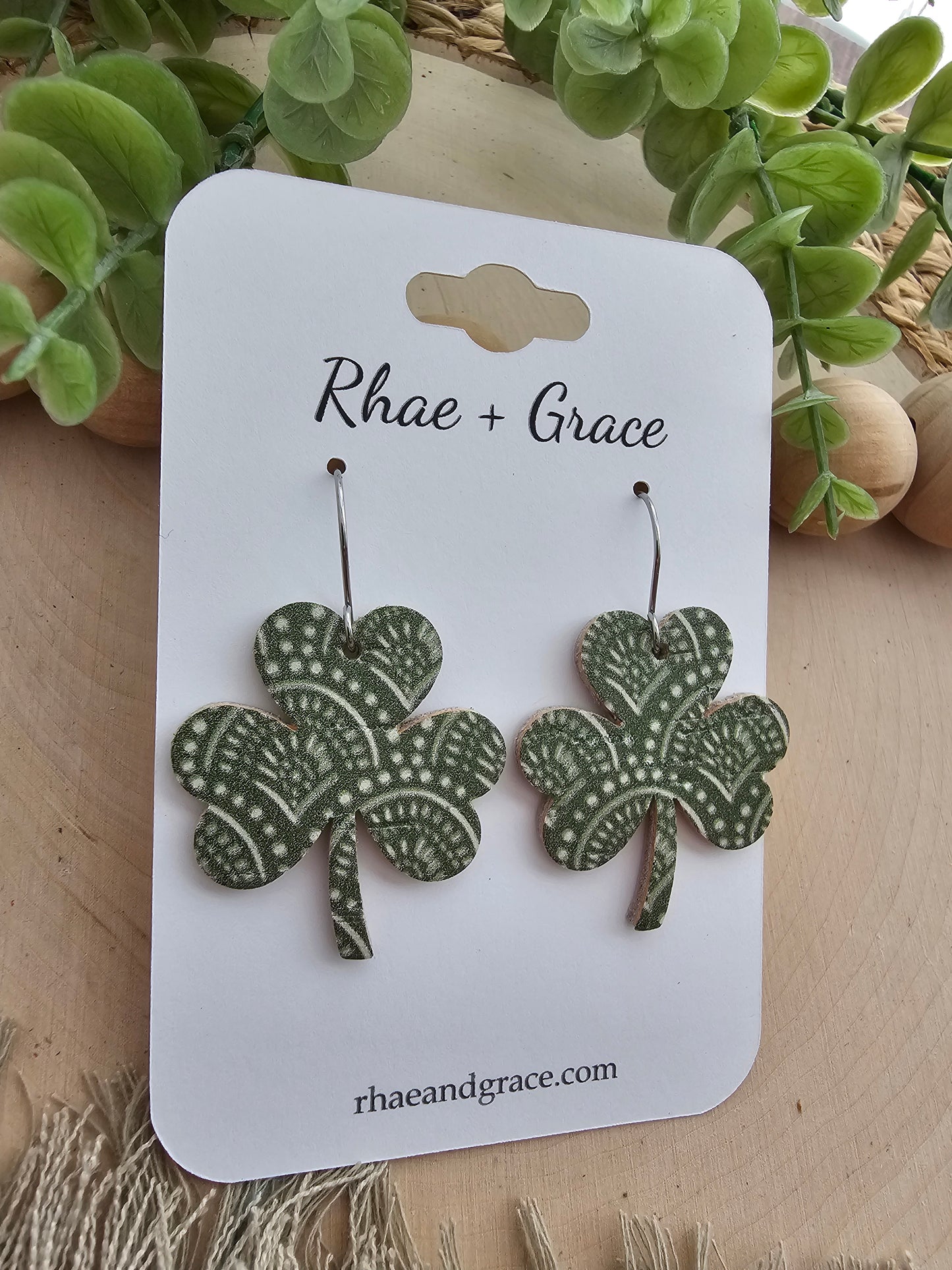 Kale Green Shamrock Earrings