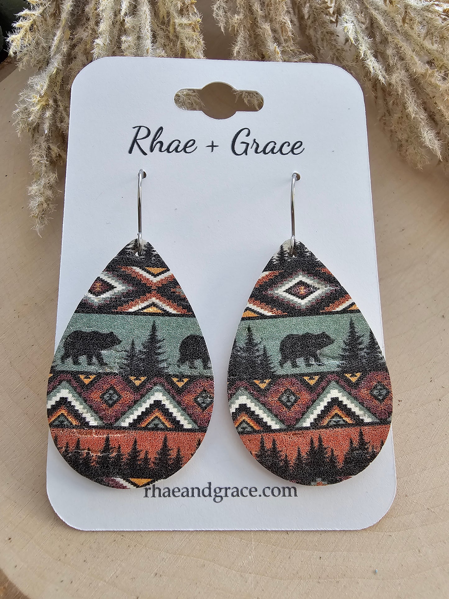 Tribal Bear Teardrop Earrings - Medium