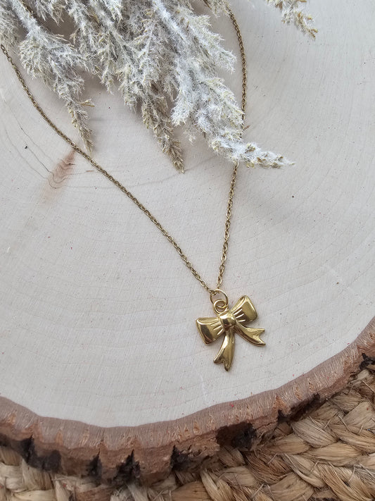 Bow Necklace - Gold Plated Stainless Steel