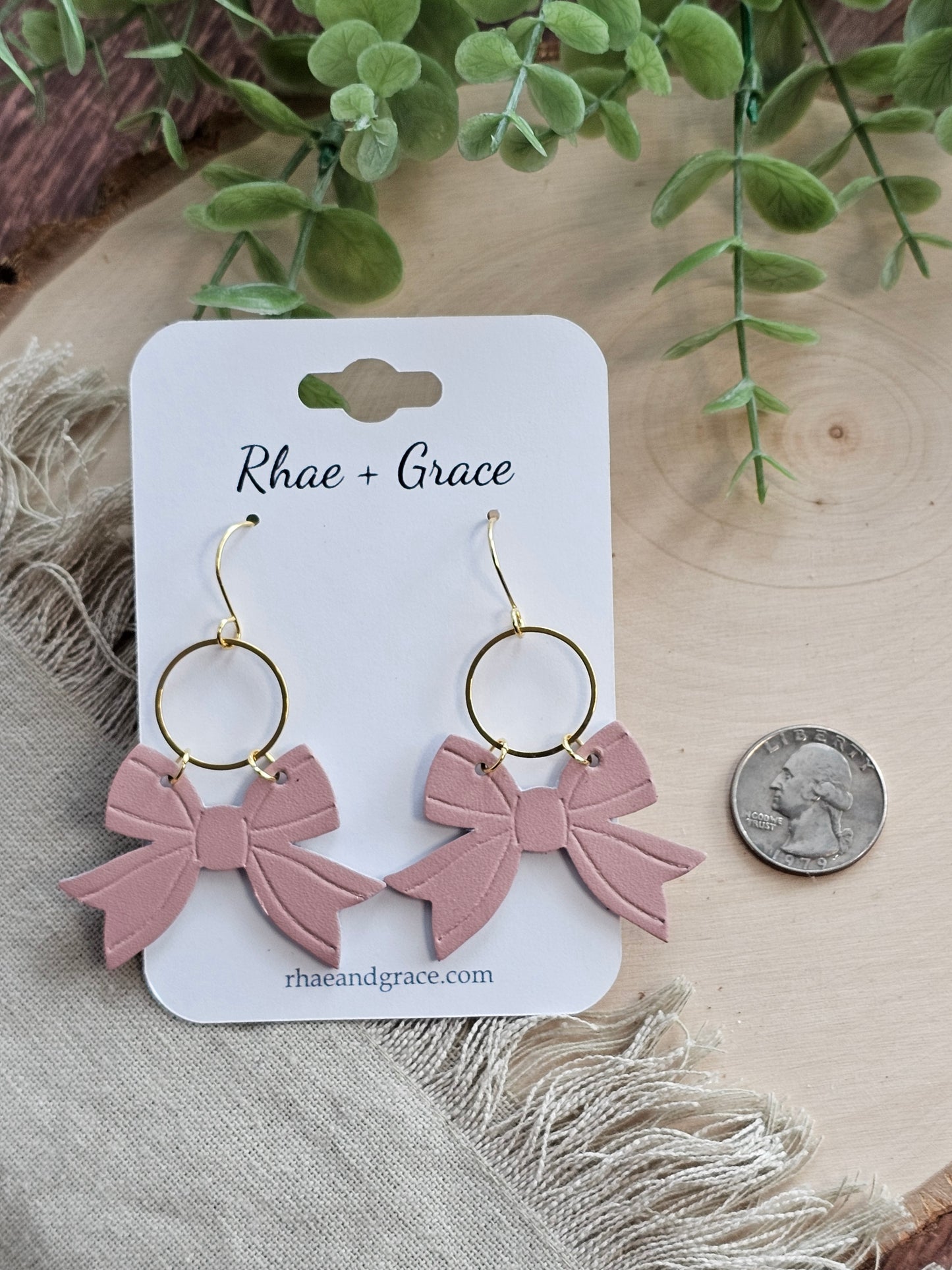 Dusty Pink Bow Earrings