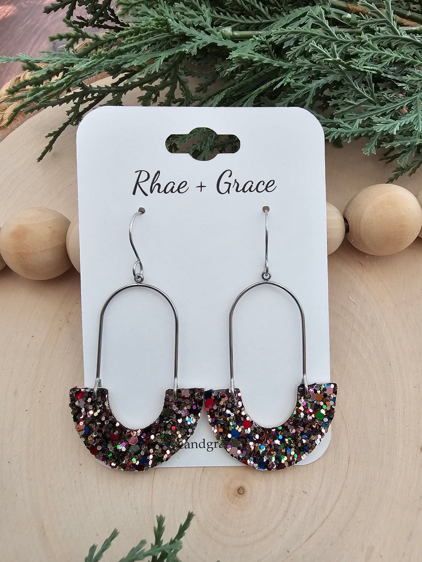 Jewel Glitter Inverted Arch Earrings