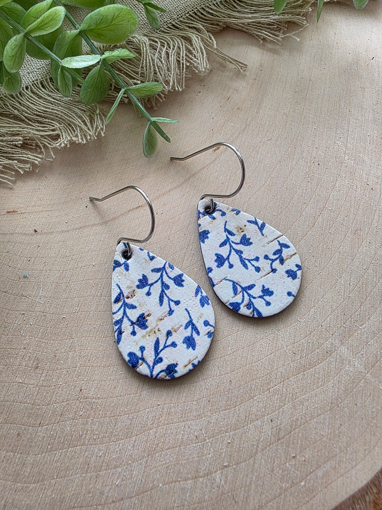 Bluebell Blue & White Teardrop Earrings - Small