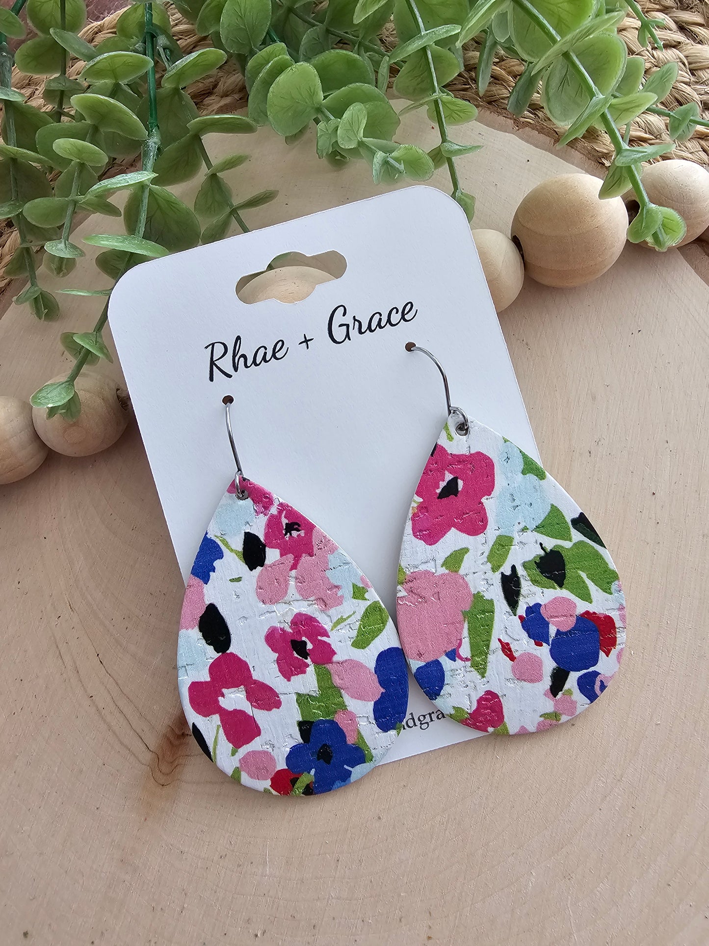 Floral Teardrop Earrings - Large