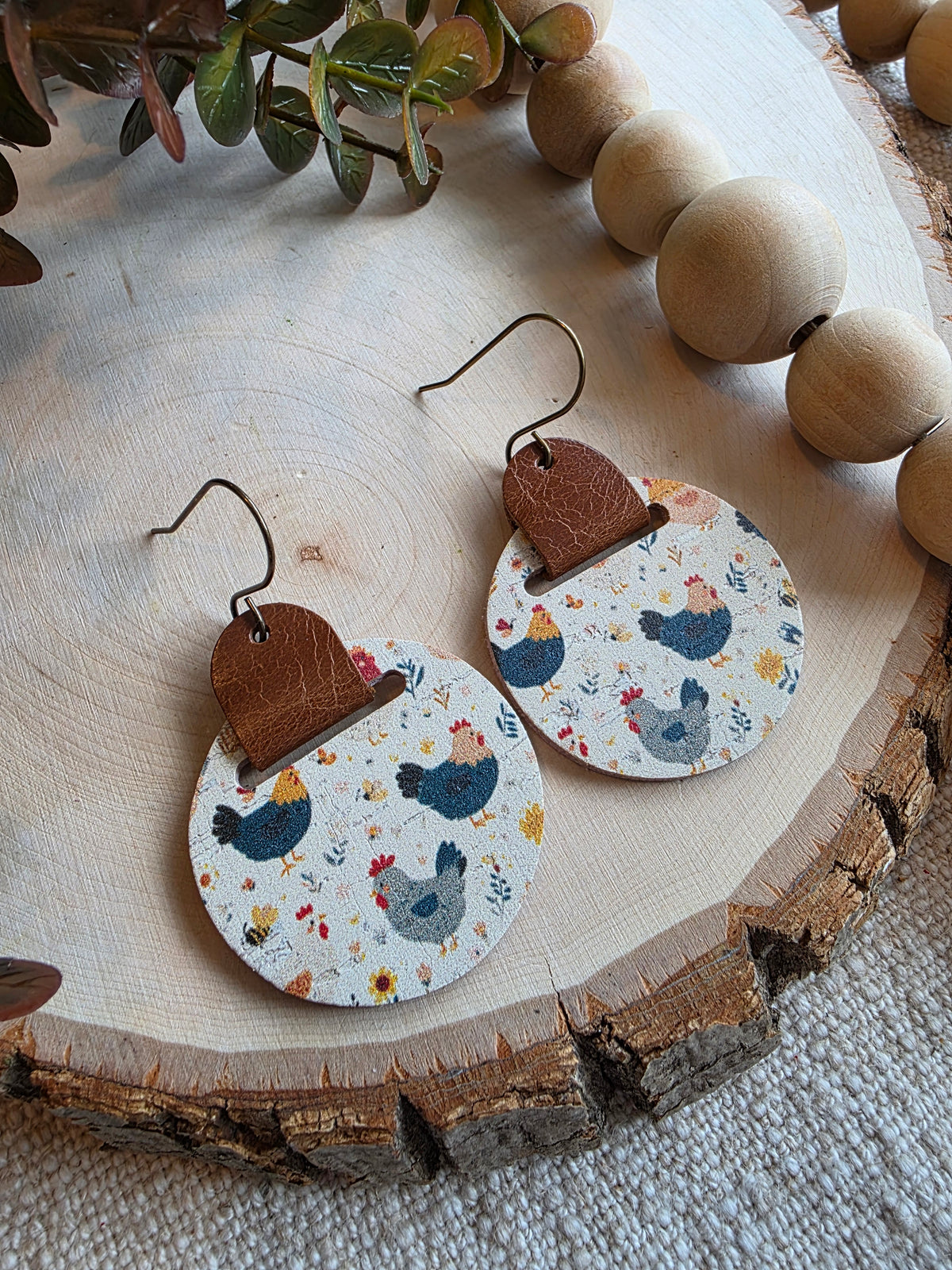 Chicken Looped Circle Earrings