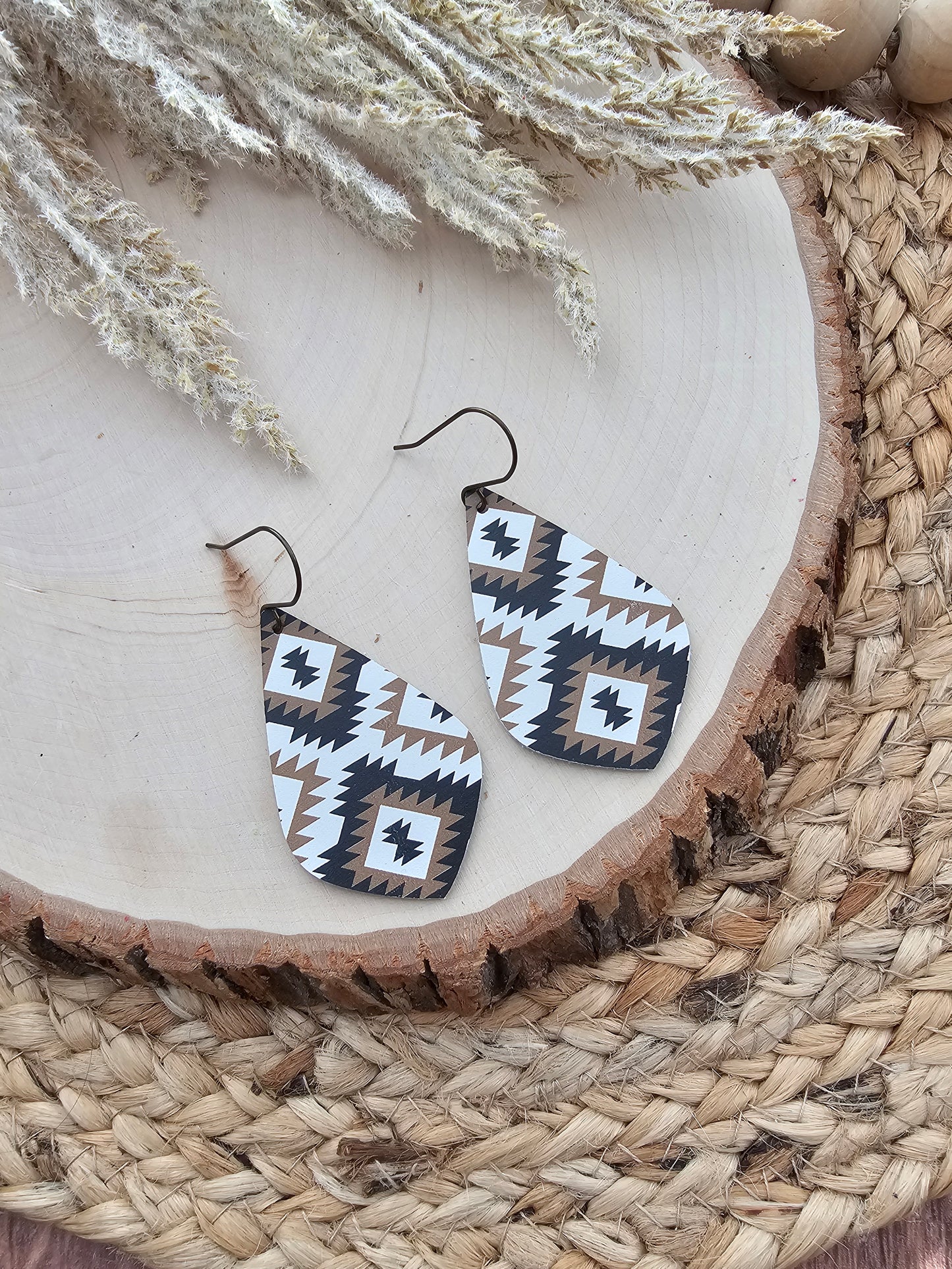 Aztec Print Pointed Teardrop Earrings