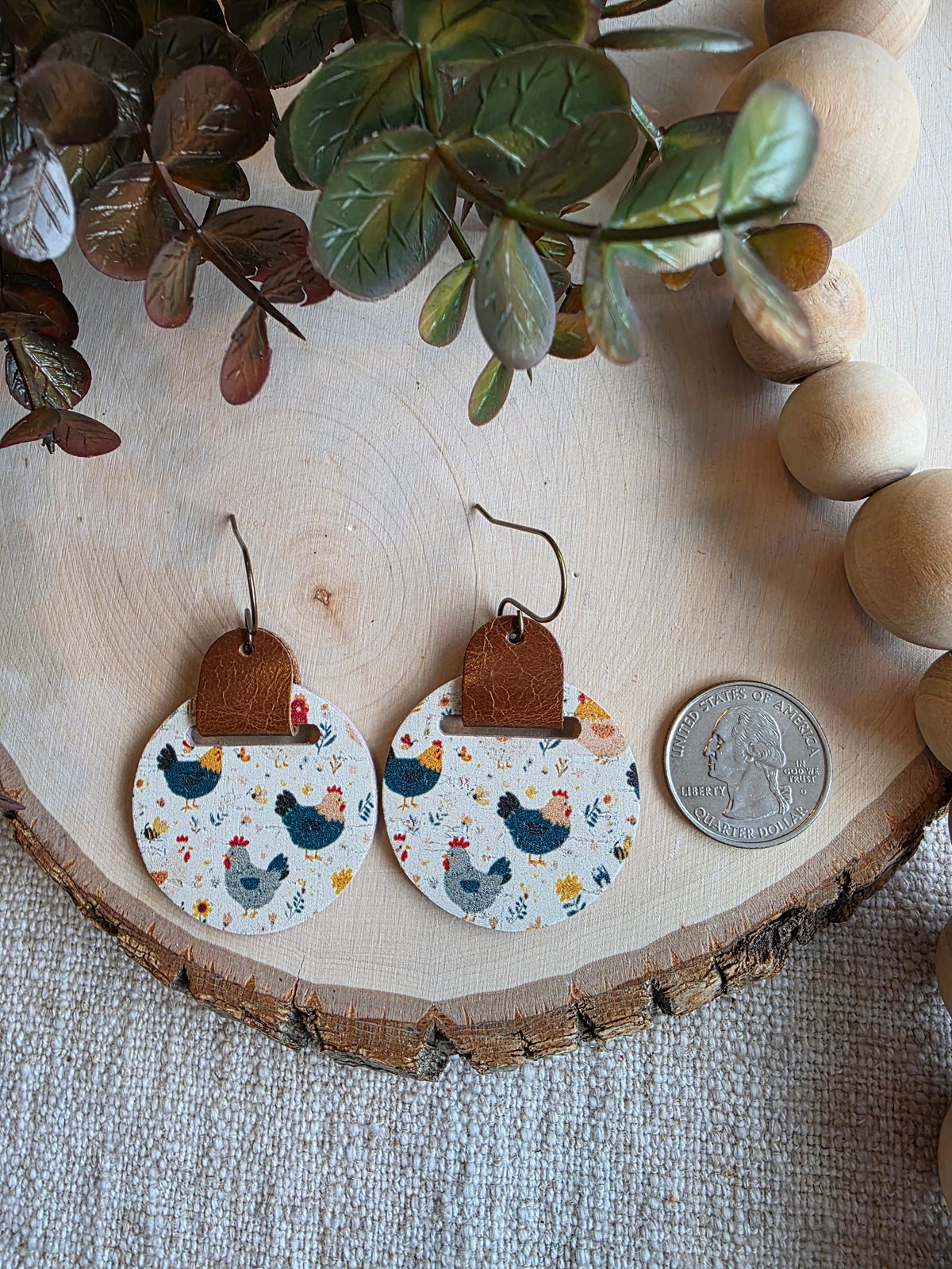 Chicken Looped Circle Earrings