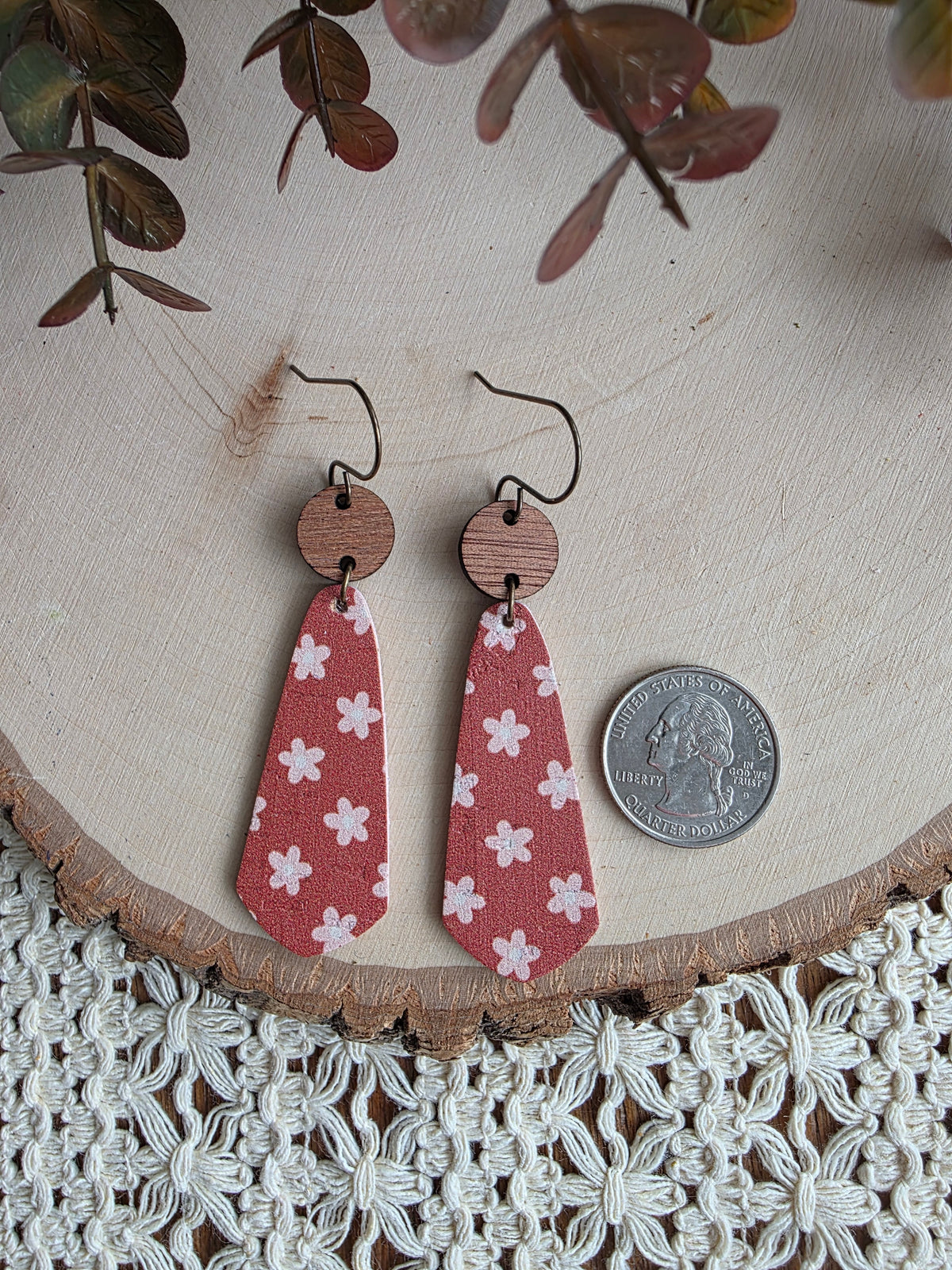 Boho Floral Skinny Teardrop Earrings