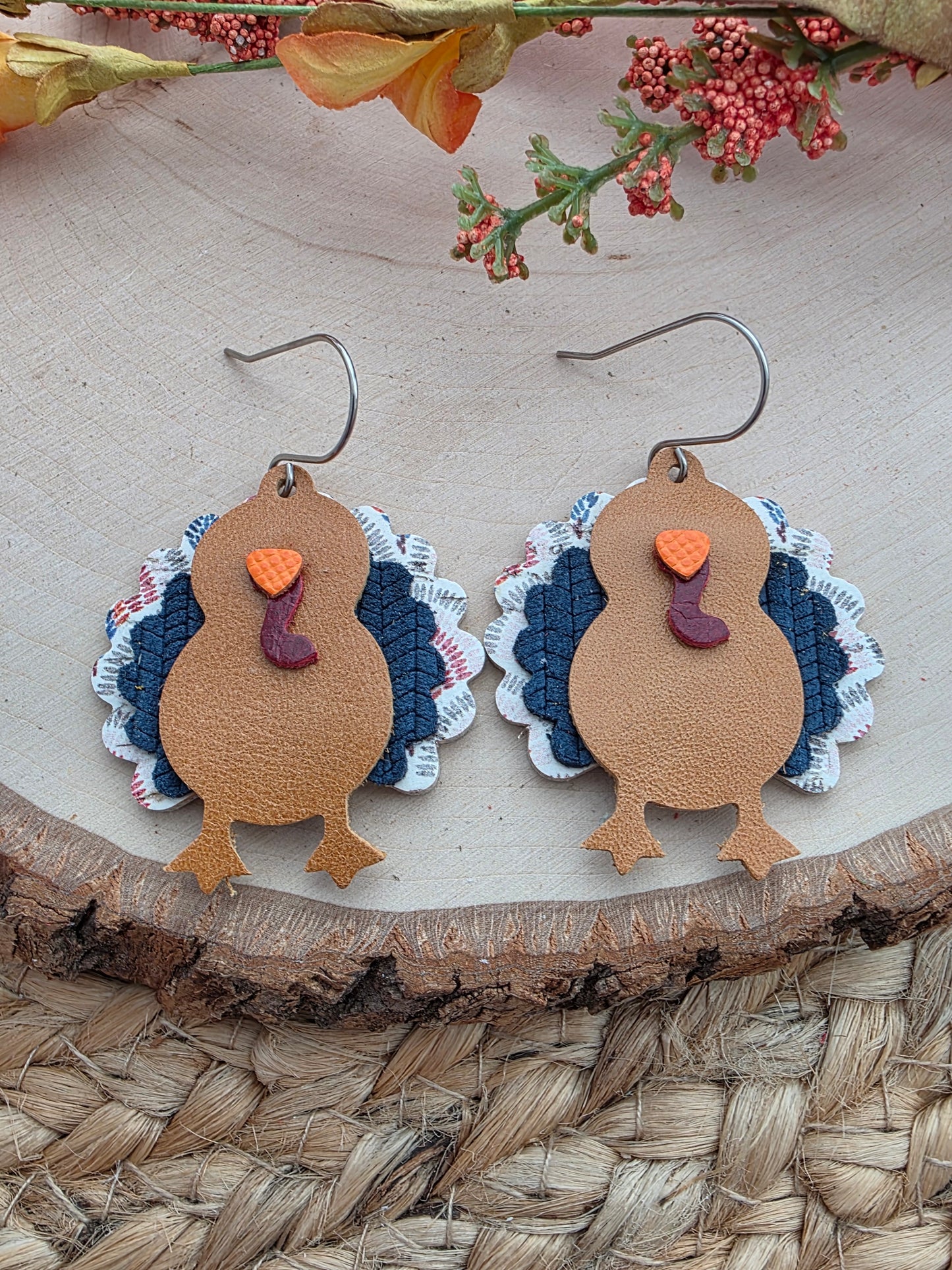 Boho Scallops & Blue Turkey Earrings
