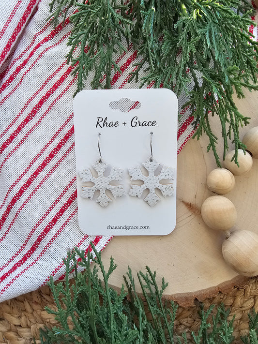 White Sparkle Snowflake Earrings