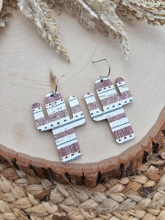 Tribal Stripe Cactus Earrings