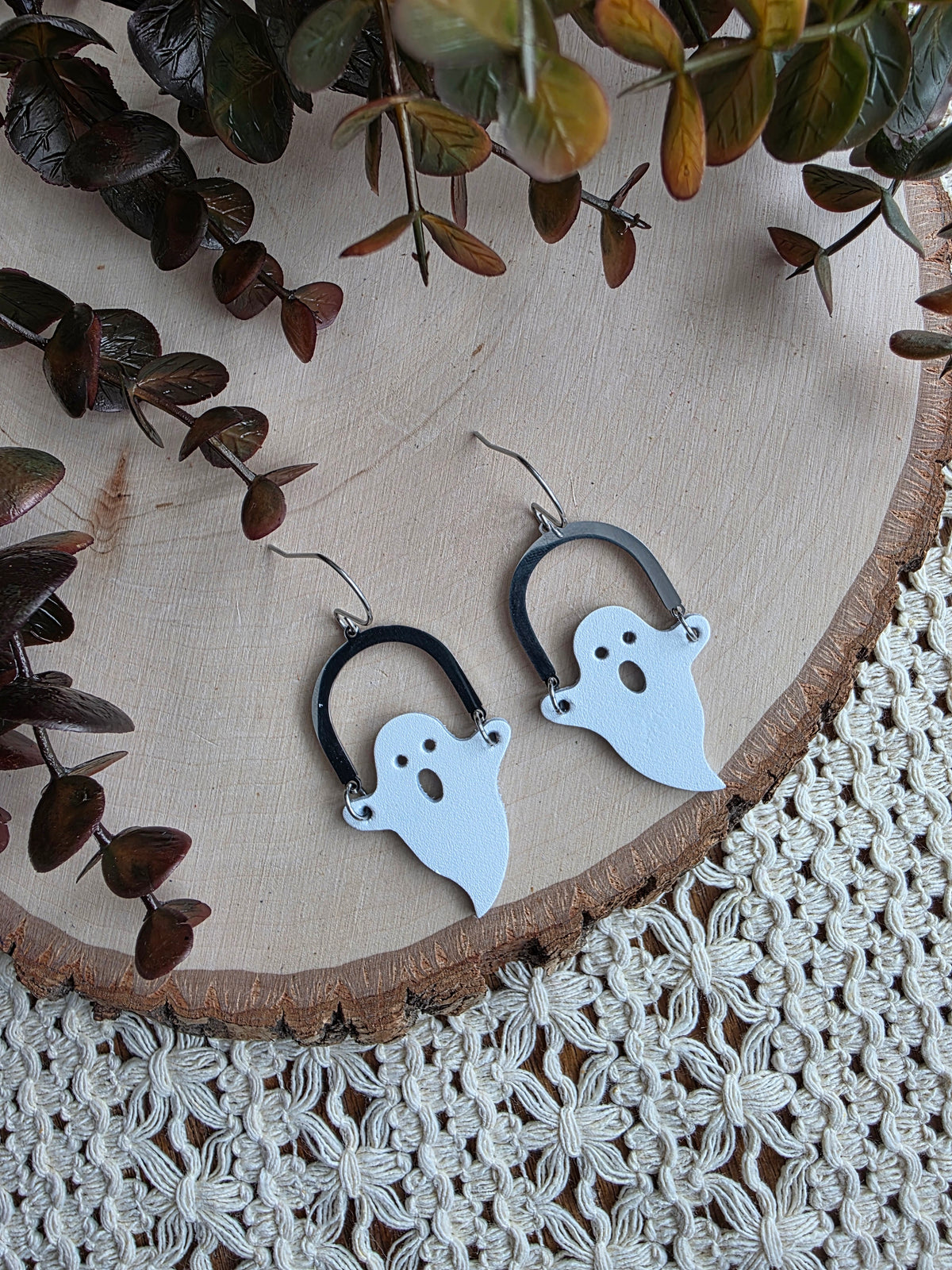 White Arched Ghost Earrings