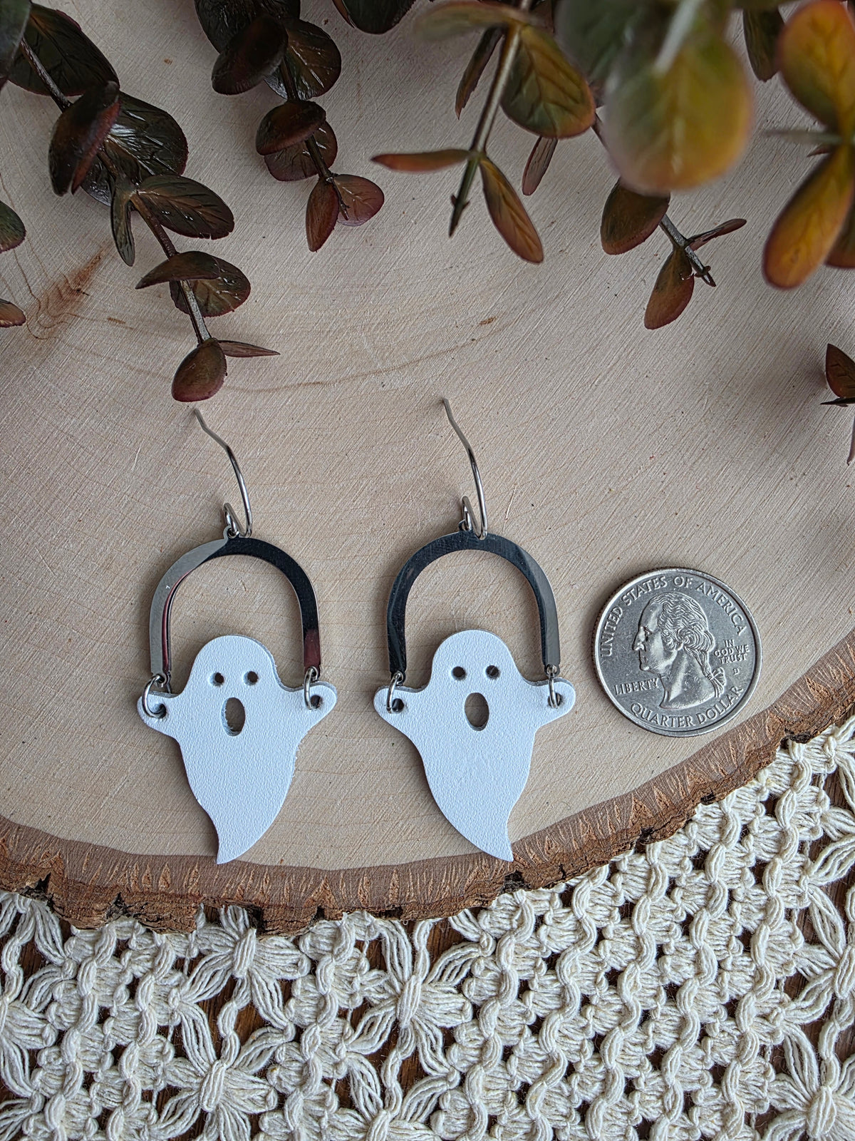 White Arched Ghost Earrings