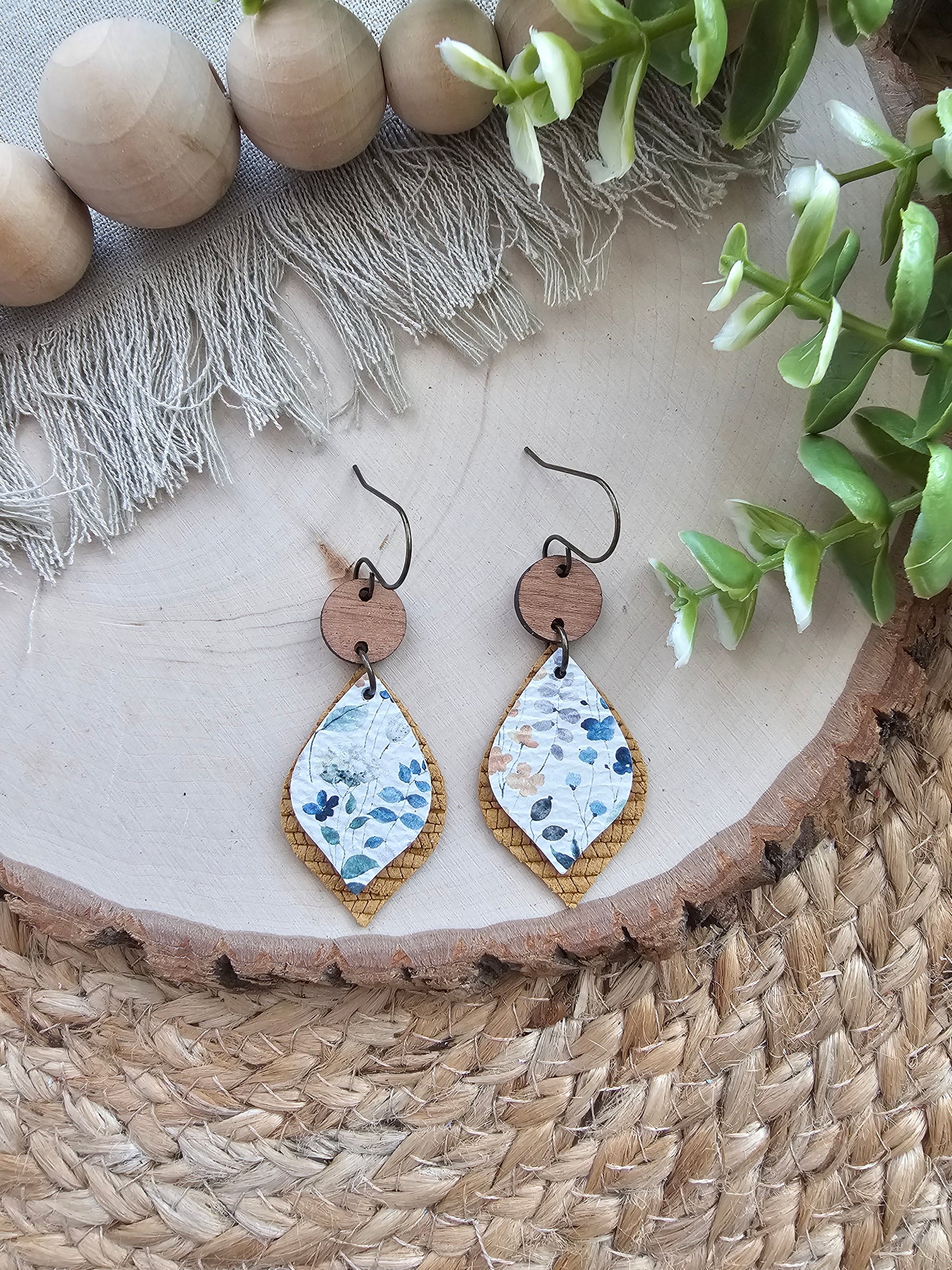 Layered Leaf Floral Earrings