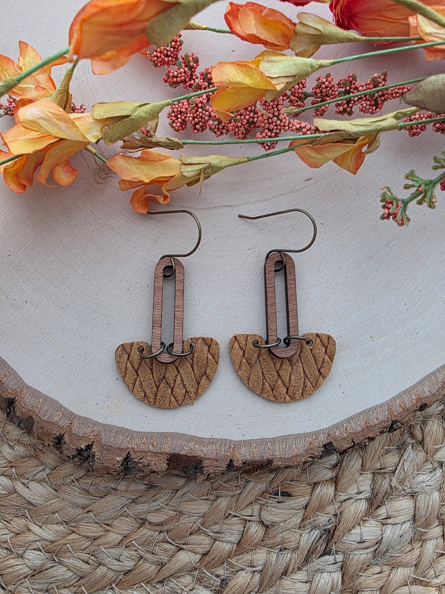 Honey Brown Arch Drop Earrings