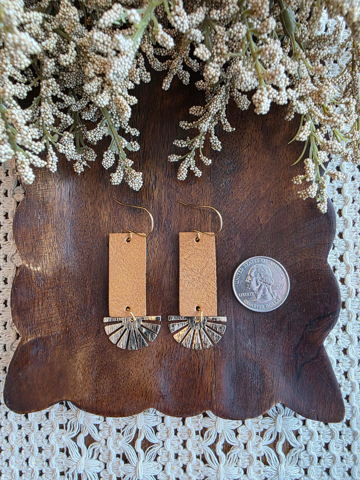 Brown & Gold Sunray Bar Earrings