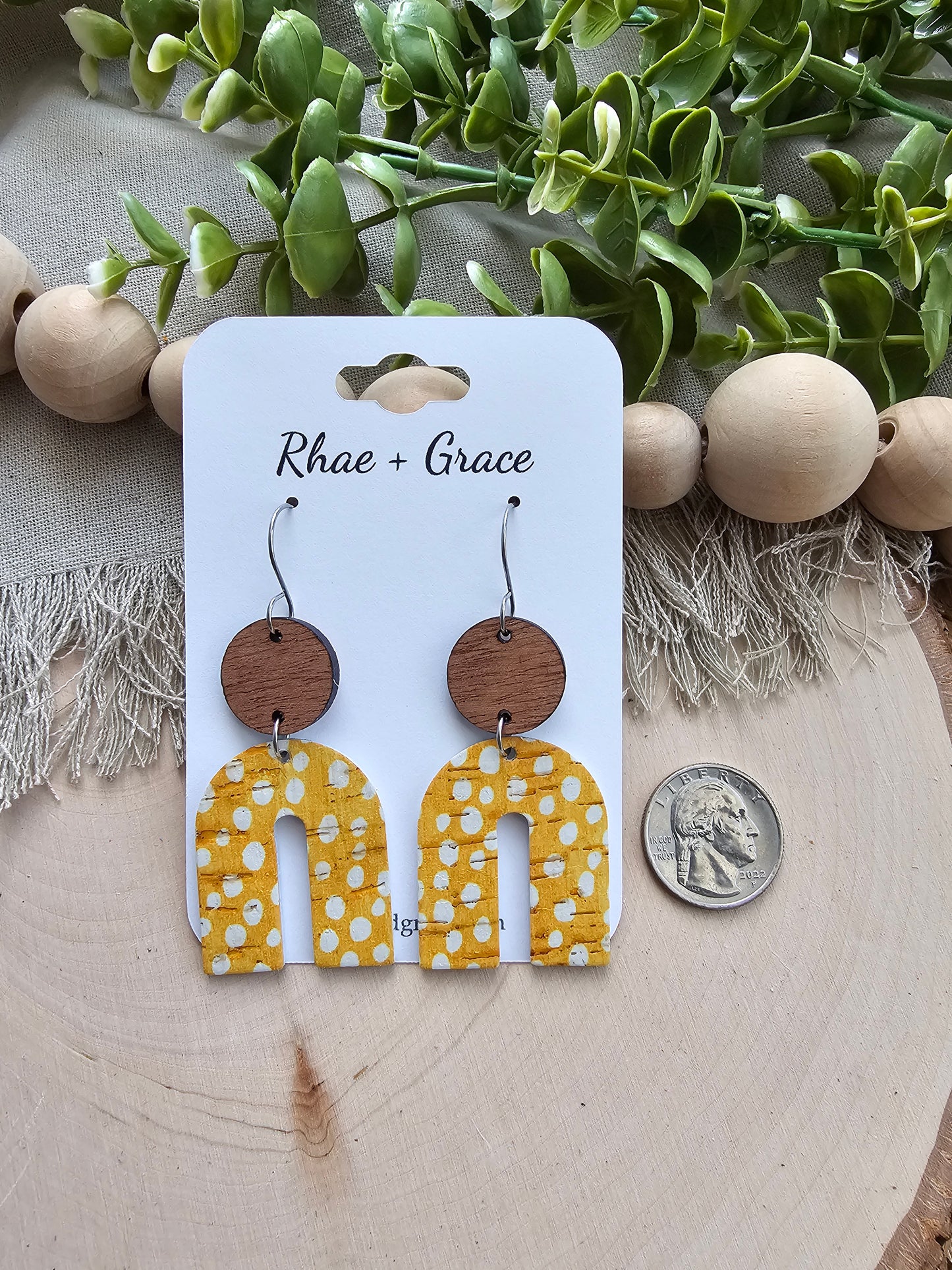 Sunshine Yellow Dotted Arch Earrings