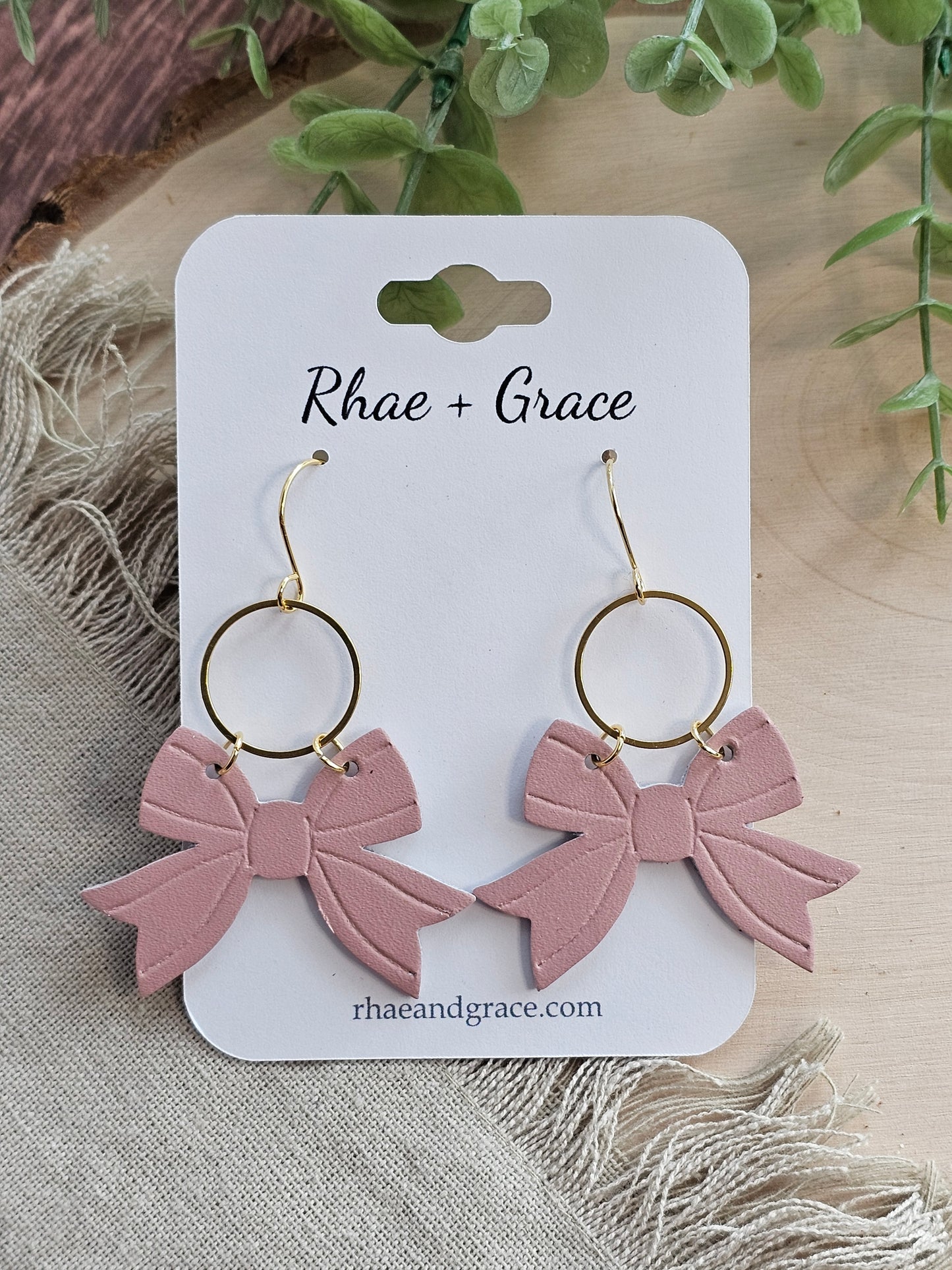 Dusty Pink Bow Earrings