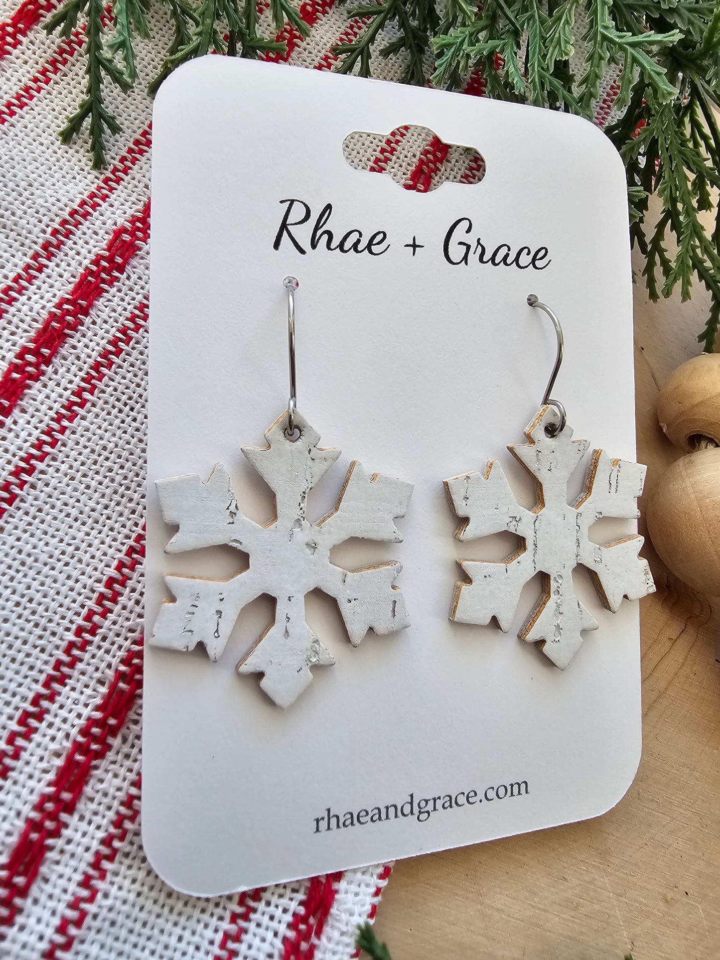 White Birch Snowflake Earrings