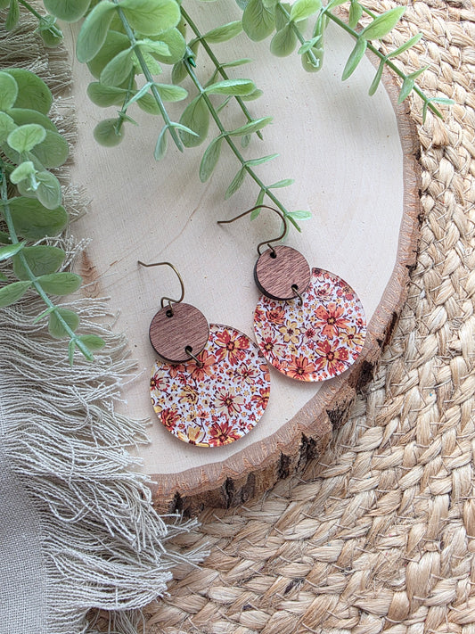 Acrylic Vintage Floral Circle Earrings