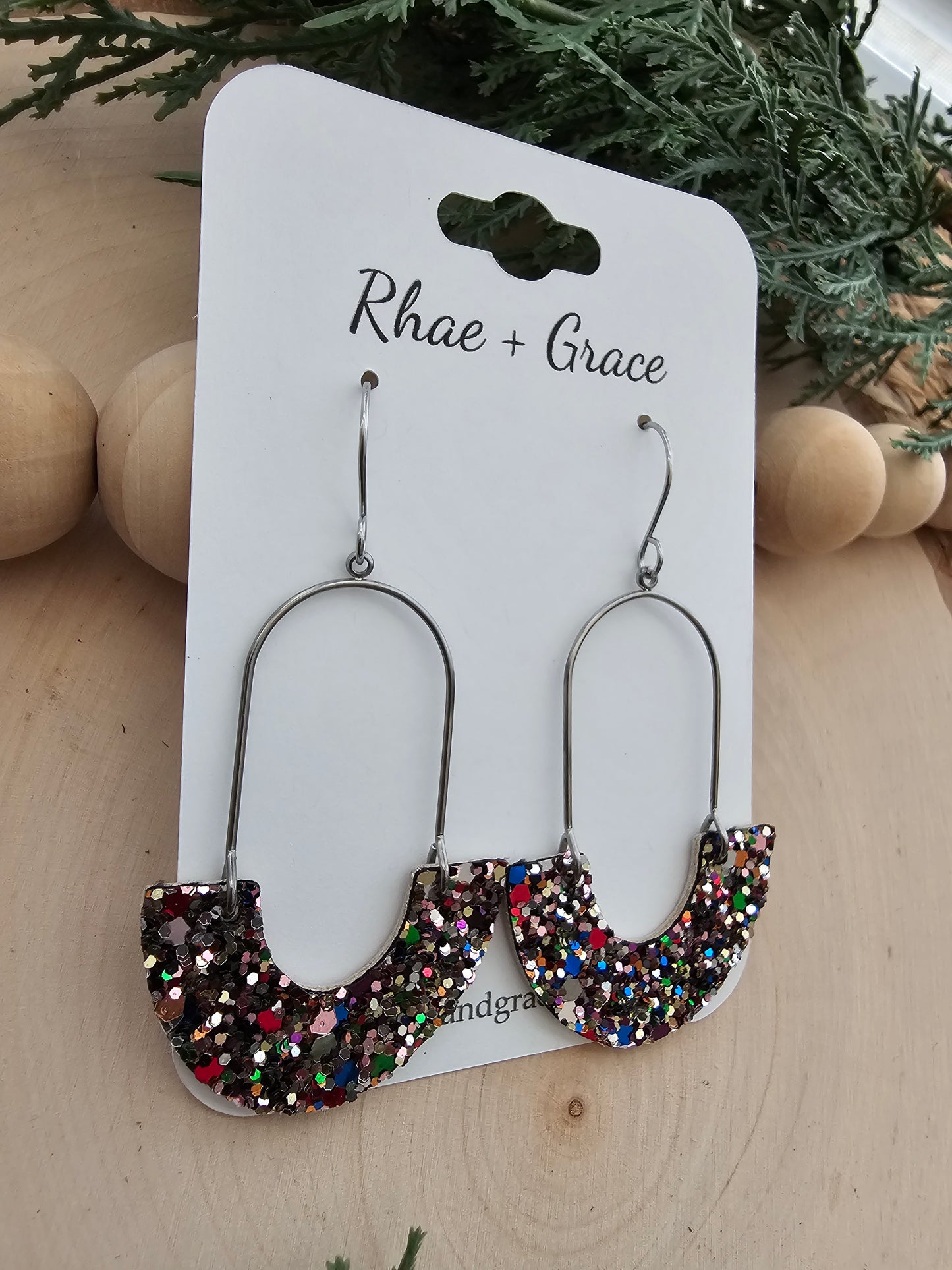 Jewel Glitter Inverted Arch Earrings