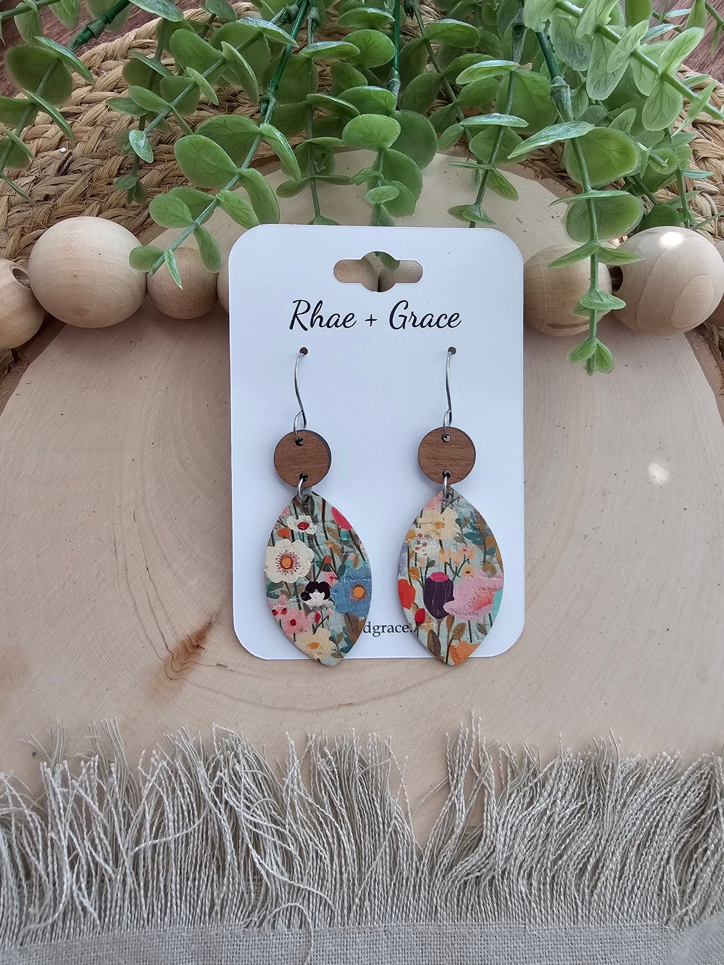 Colorful Wildflower Field Leaf Earrings