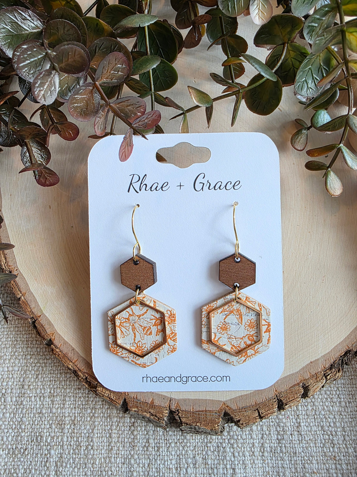 Honeybee Hexagon Earrings