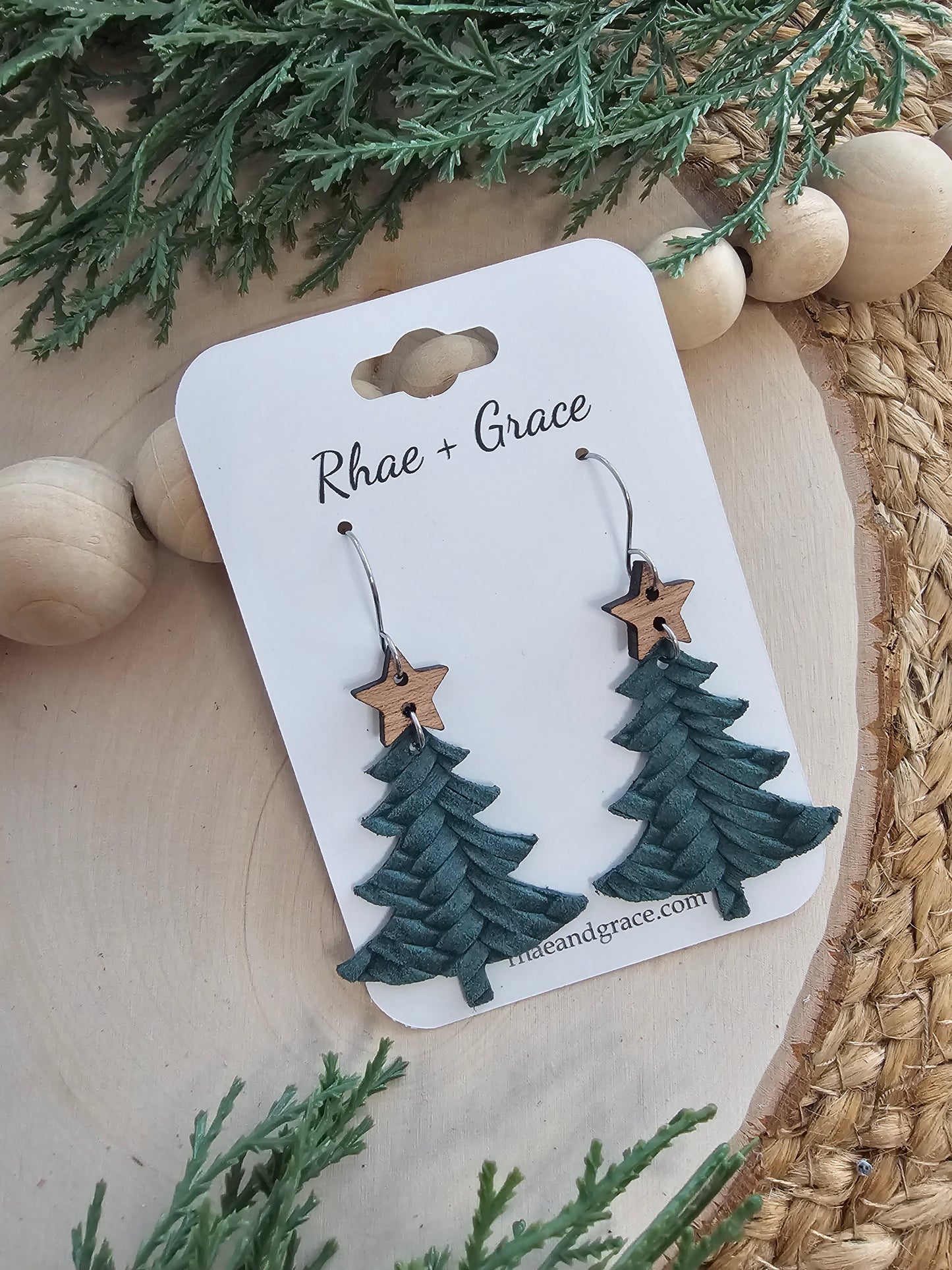 Pine Green Christmas Tree Earrings