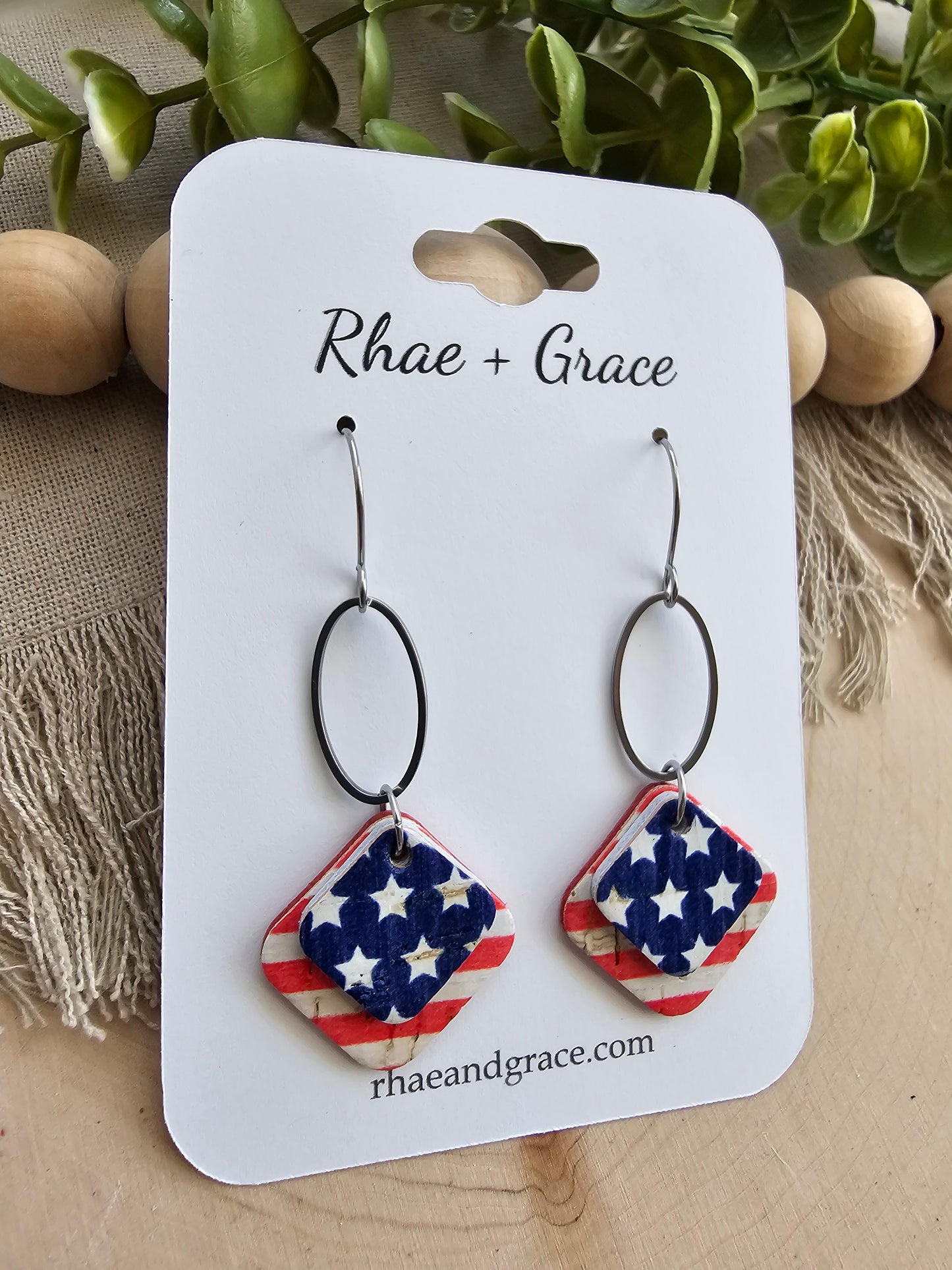 Stars & Stripes Dainty Diamond Drop Earrings