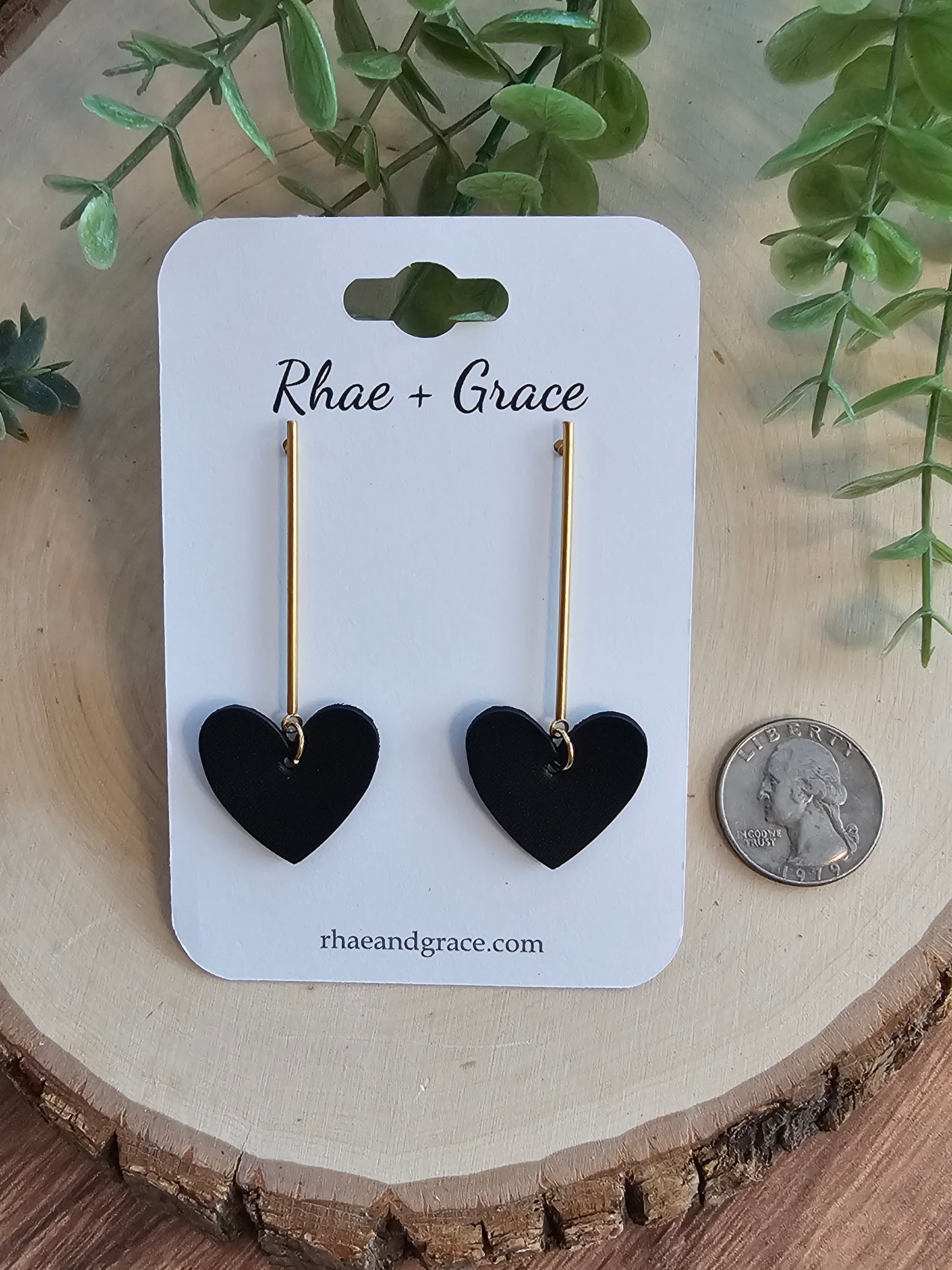 Black Heart Drop Post Earrings