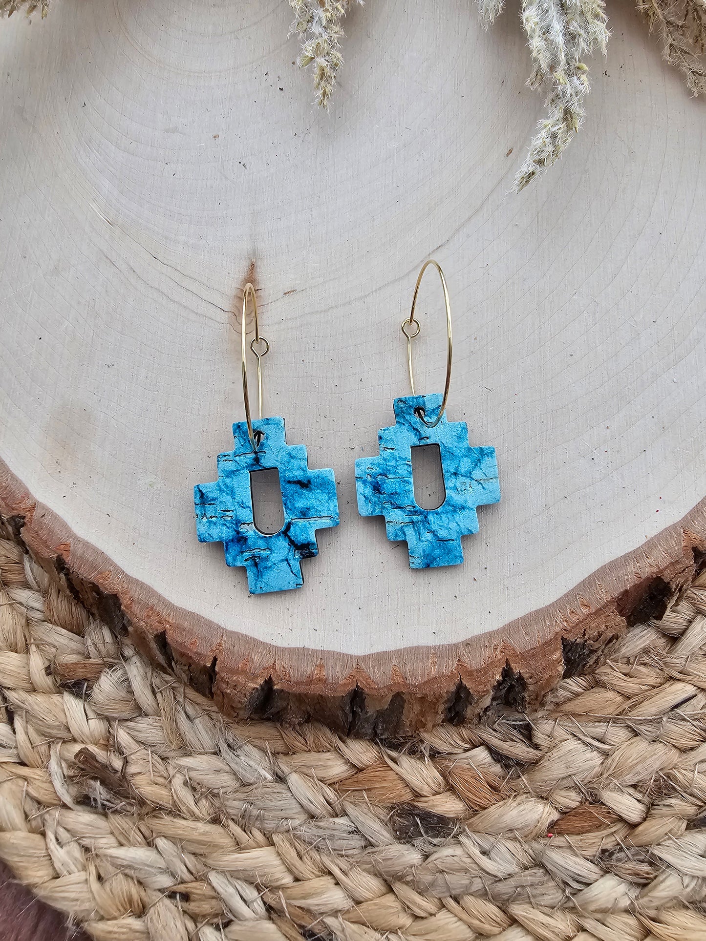 Turquoise Aztec Hoop Earrings