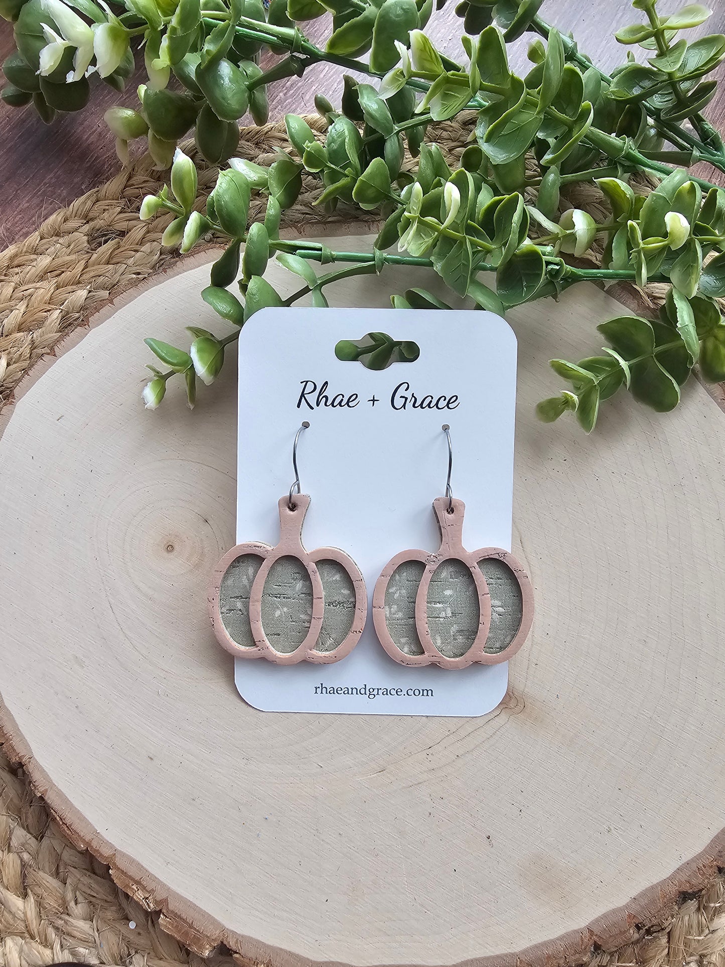 Whimsical Soft Sage Green Pumpkin Earrings