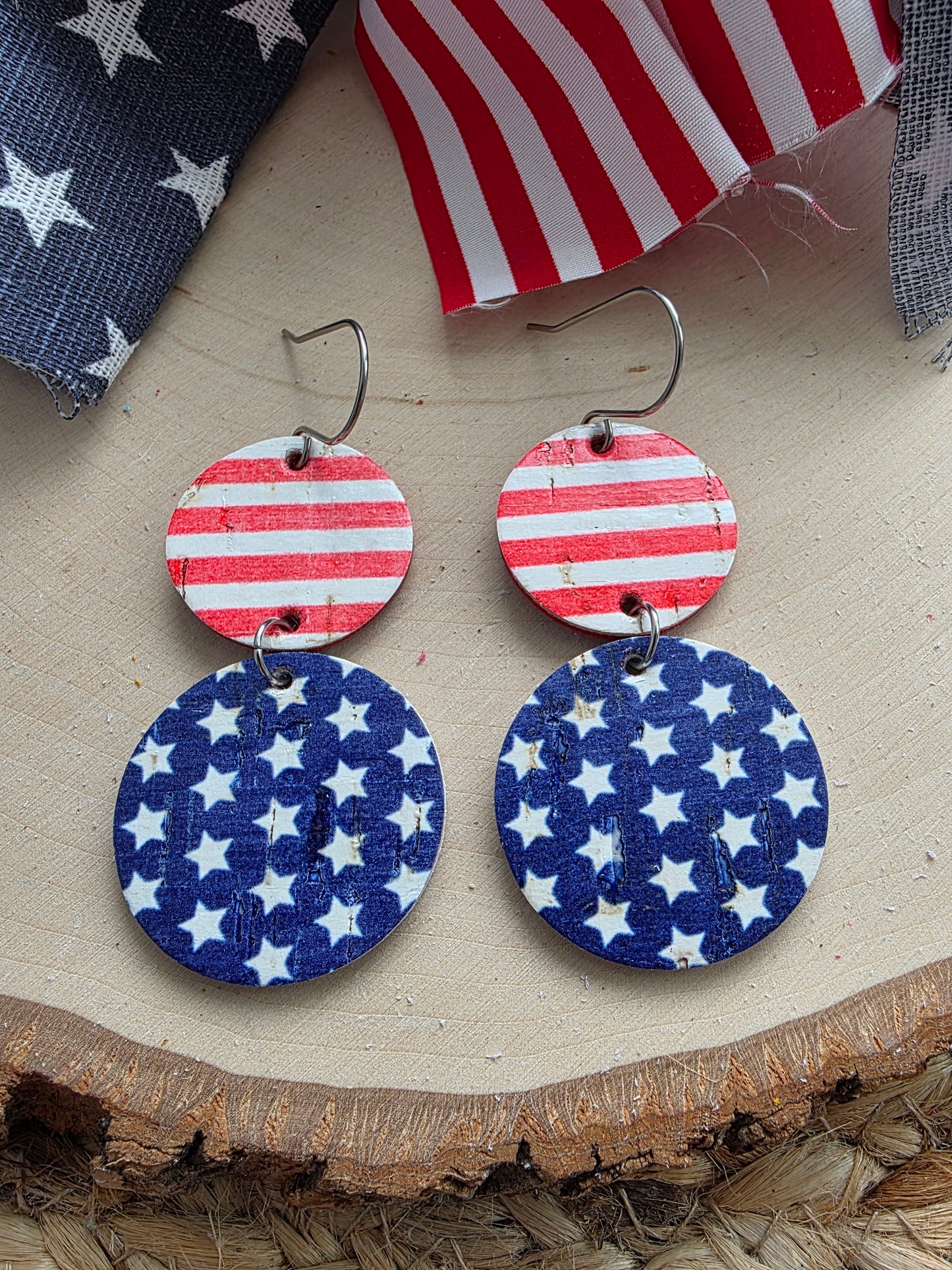Stars & Stripes Stacked Circle Earrings