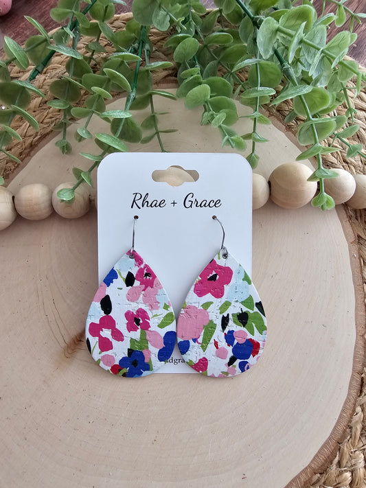 Floral Teardrop Earrings - Large