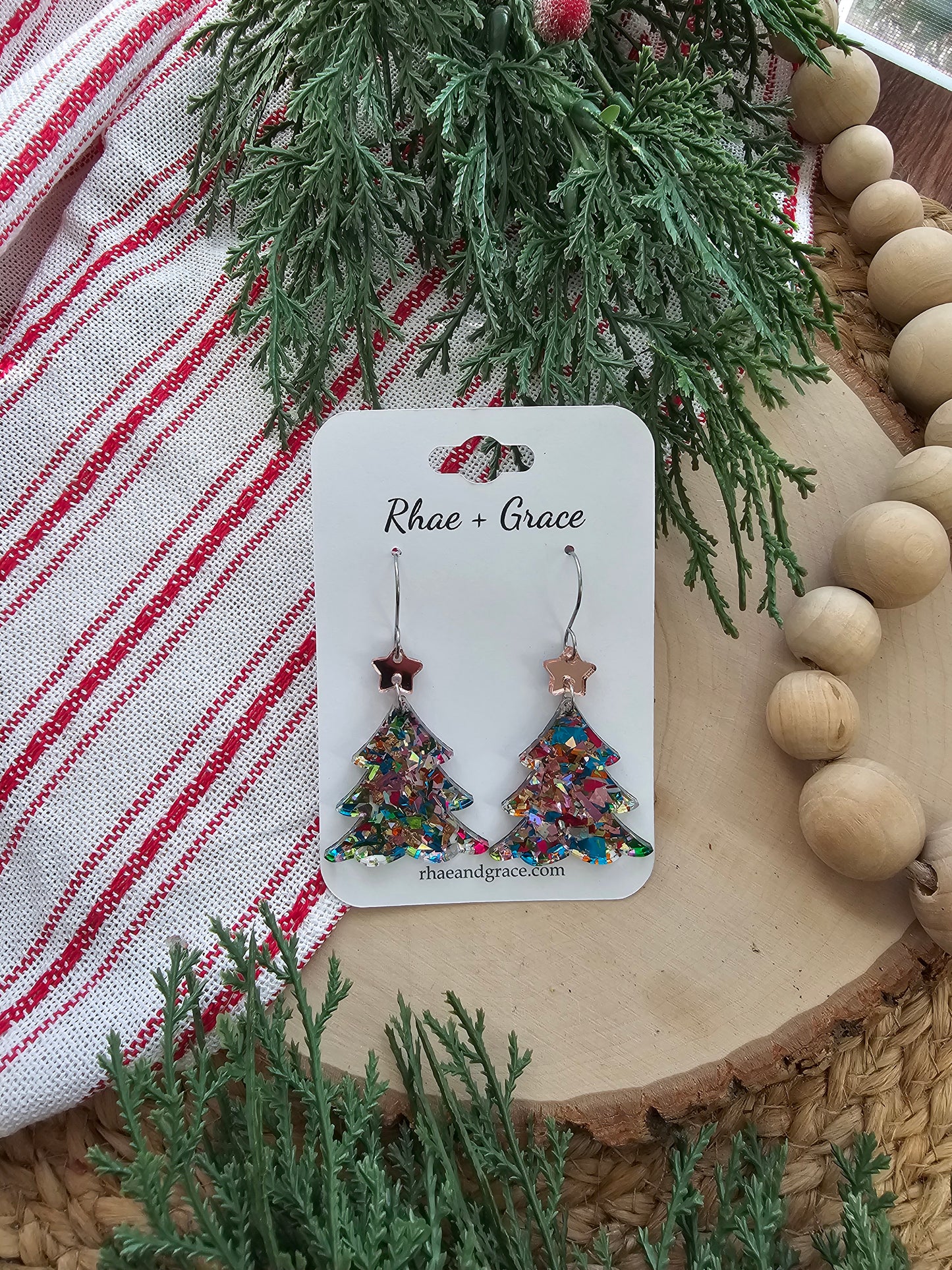 Gala Glitter Acrylic Christmas Tree Earrings