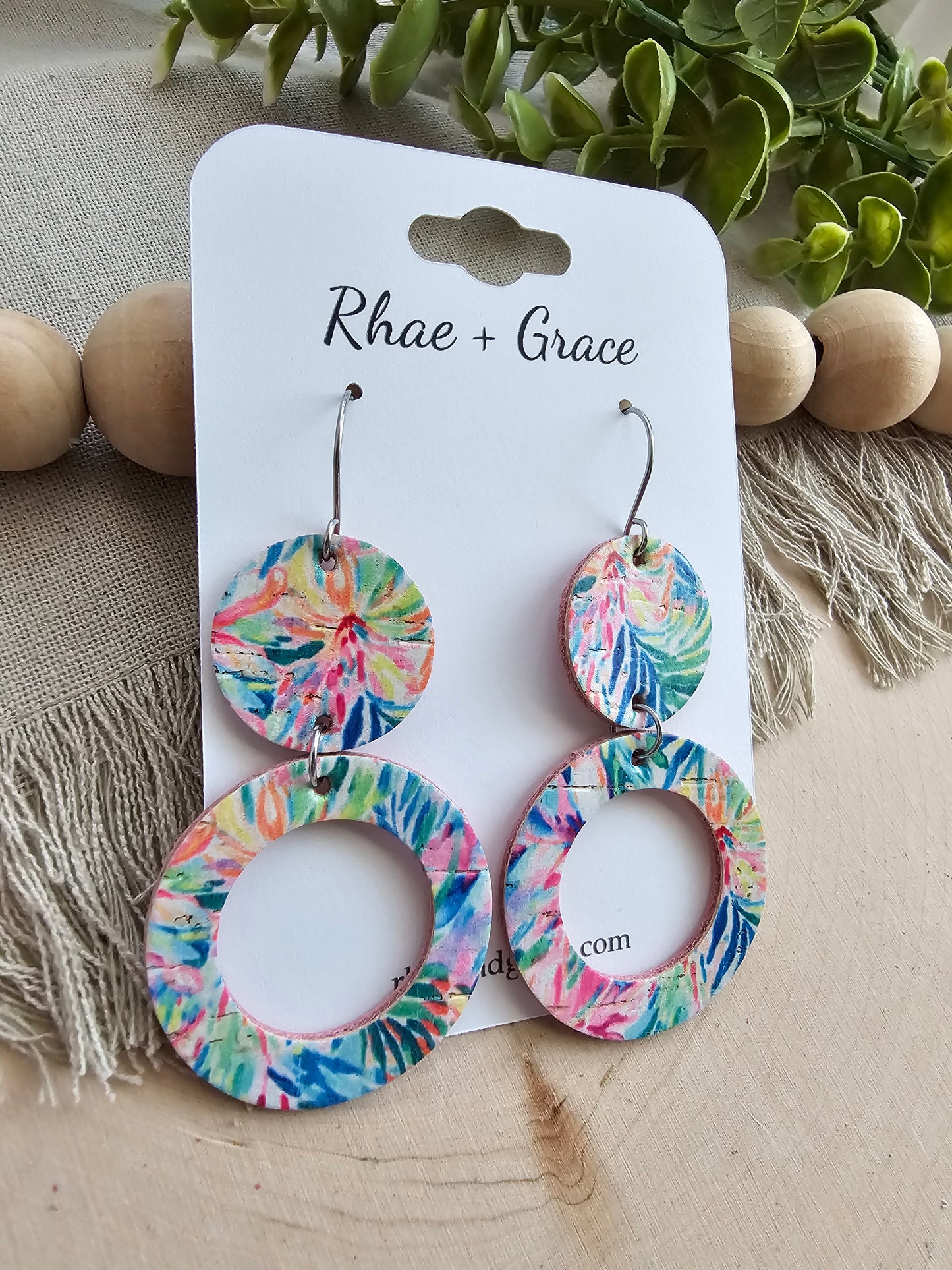 Tropical Circle Cutout Earrings