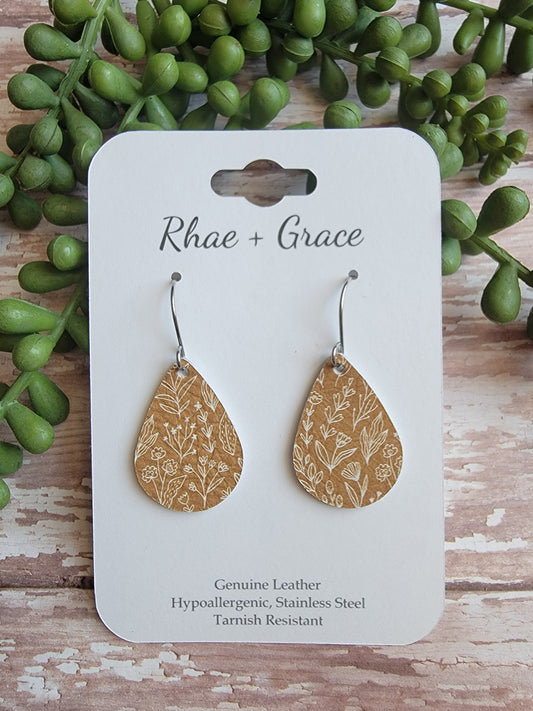 Dijon Mustard FloralTeardrop Earrings - Small