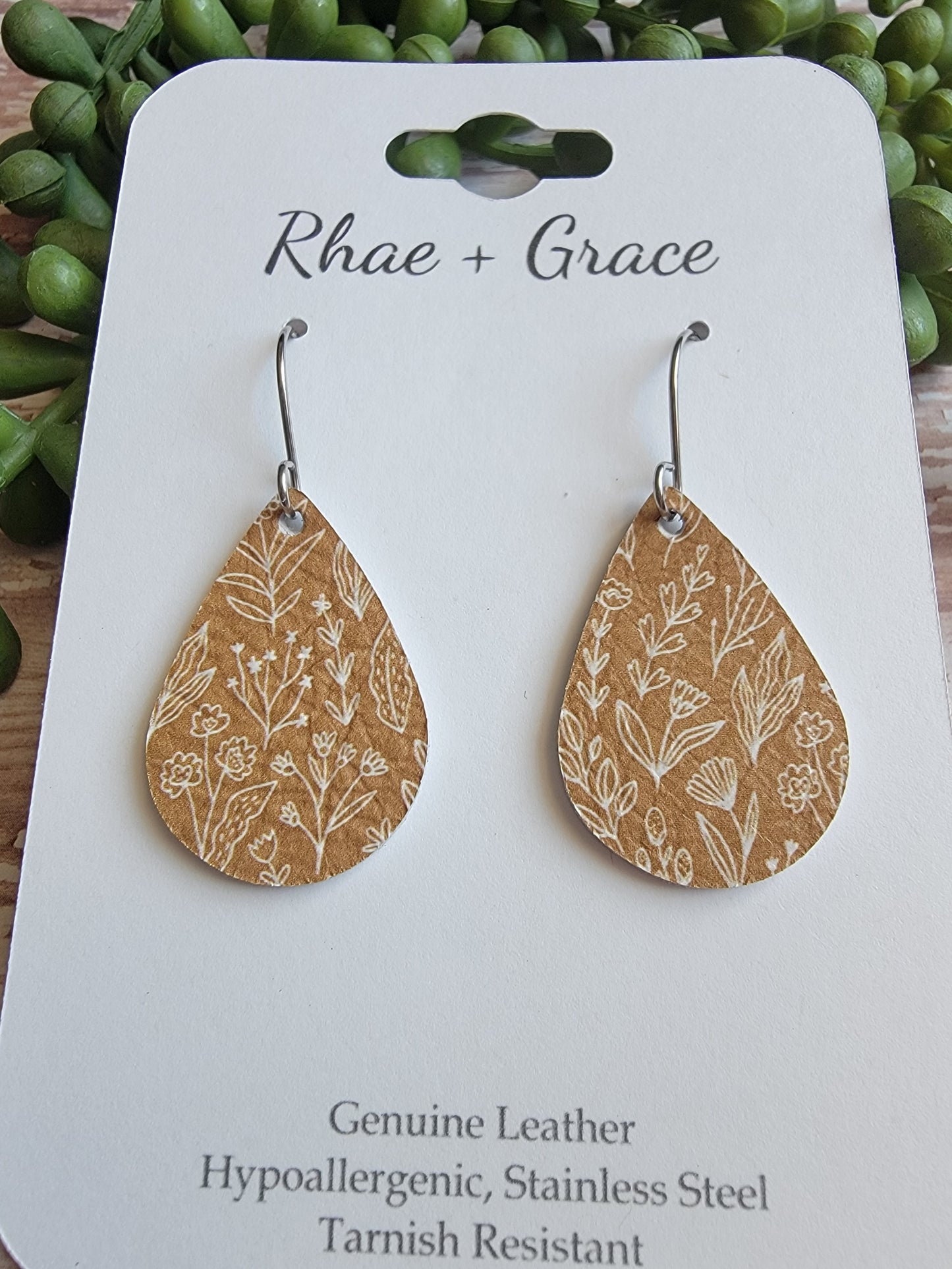 Dijon Mustard FloralTeardrop Earrings - Small