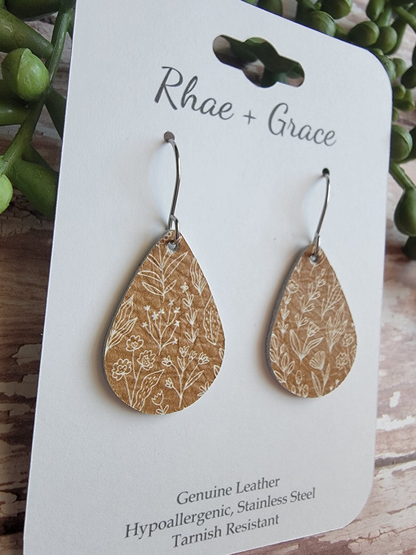 Dijon Mustard FloralTeardrop Earrings - Small