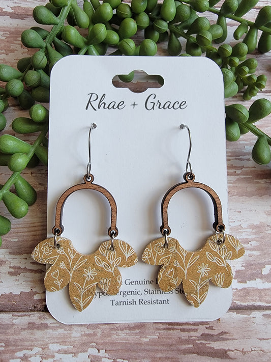 Dijon Mustard Floral Half Flower Earrings