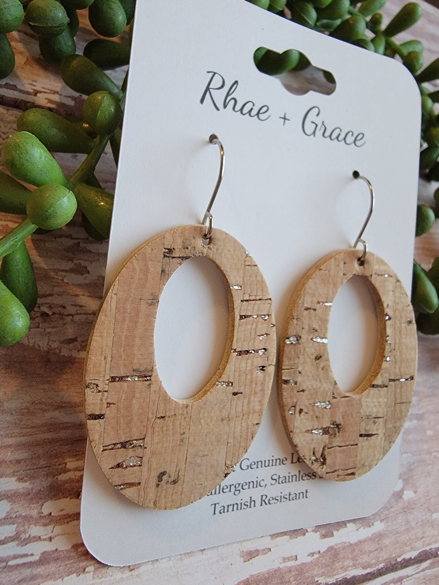 Natural Cork Chunky Oval Earrings