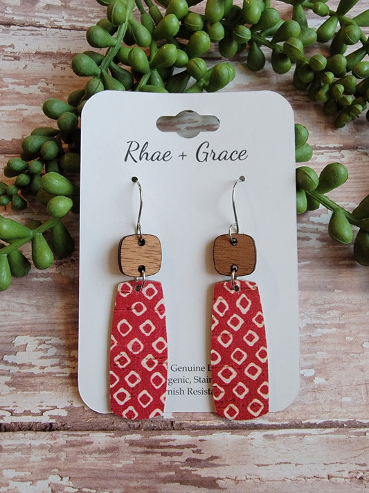 Cherry Red Bar Earrings