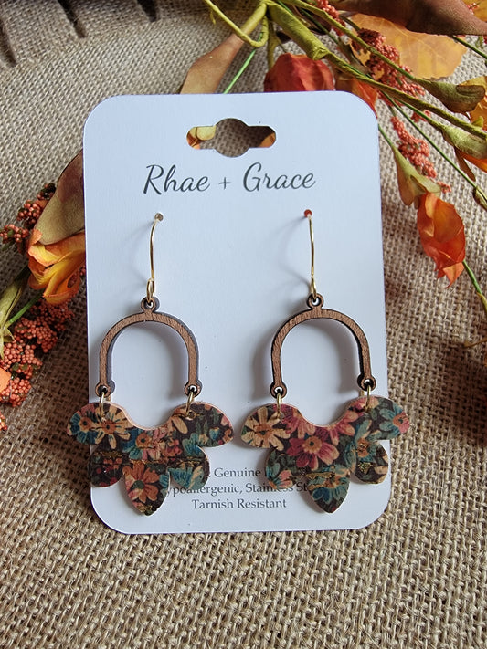 Vintage Blooms Floral Half Flower Earrings