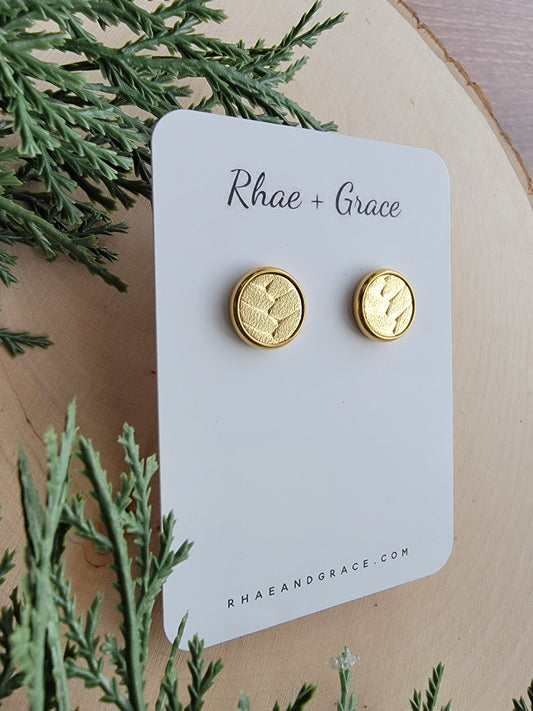 Gold Stud Earrings - 12mm