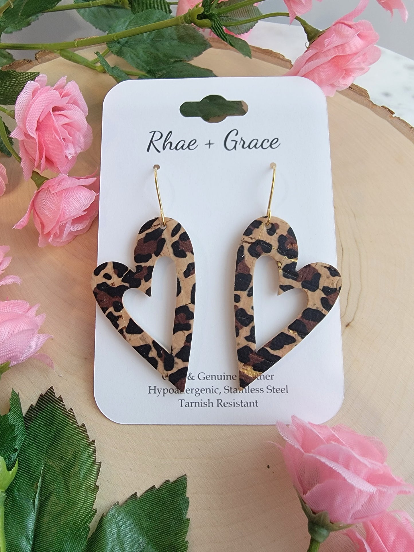 Cheetah Print Open Heart Earrings