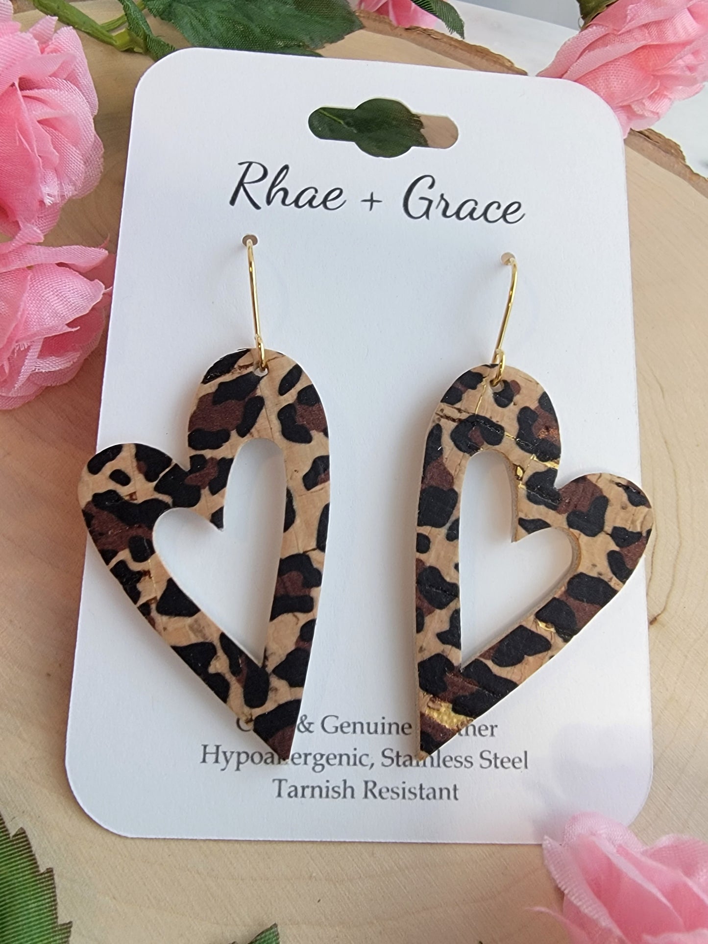 Cheetah Print Open Heart Earrings