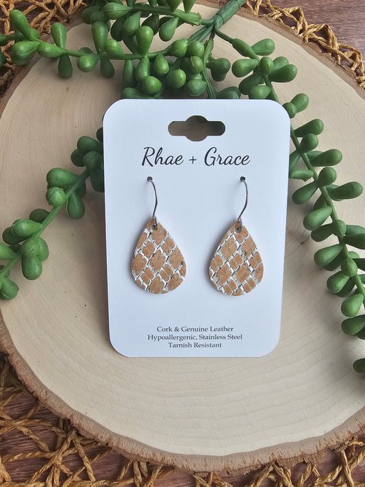 Rustic Basketweave Teardrop Earrings - Small