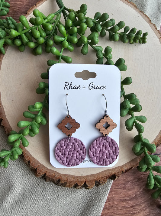 Lavender Knit Circle Drop Earrings