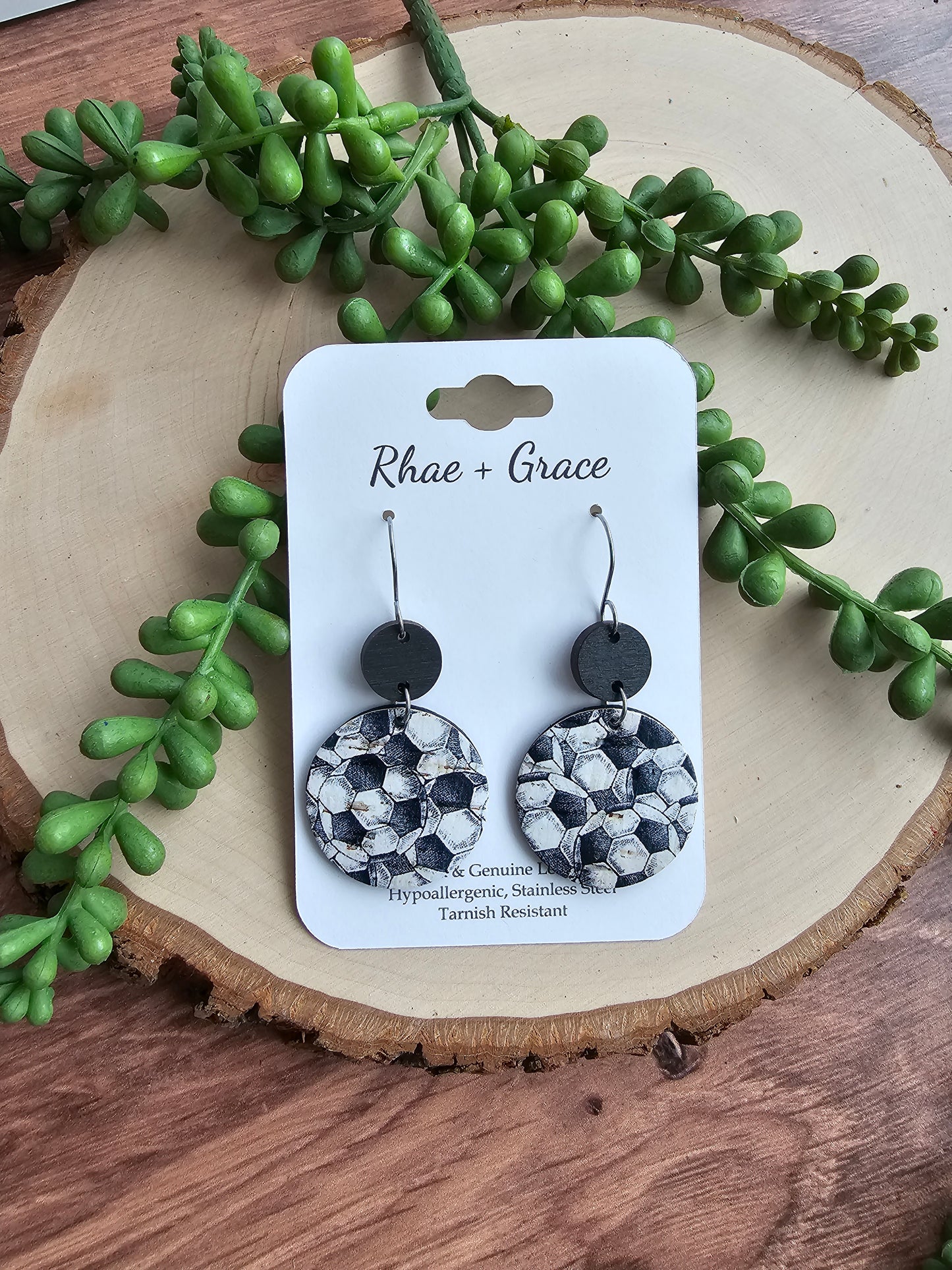 Soccer Circle Drop Earrings