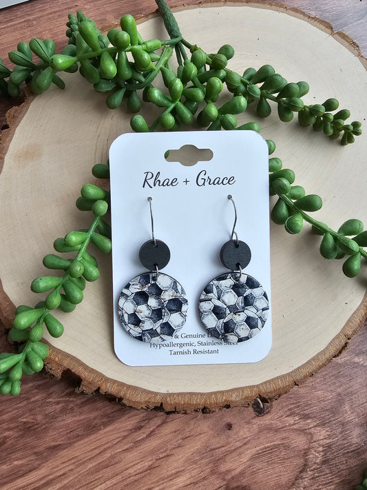 Soccer Circle Drop Earrings